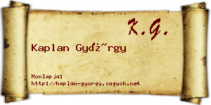 Kaplan György névjegykártya